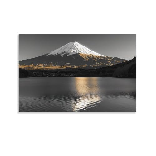 和風金の富士金運ゴールド山富士山ふじさん運気開運ポスター (64) ホーム装飾 パネル 壁アート 現代壁掛け 絵画 版画 芸術作品 インテリア12x18inch(30x45cm)