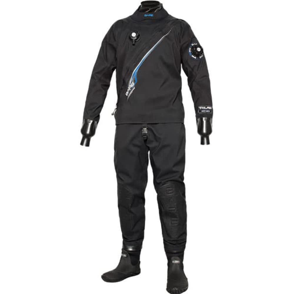 Bare Front Zip Trilam Tech Dry Men's Drysuit (Medium Long, Black)