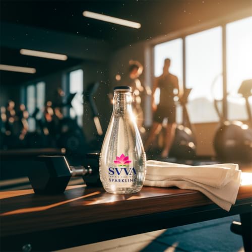 Image of SVVA Sparkling Water 250ml (Pack of 4) | Premium Sparkling Water Bottle | Sugar Free Drinks | Zero Calorie Drink | Carbonated Water | Proudly Made in India | Premium Glass Bottle