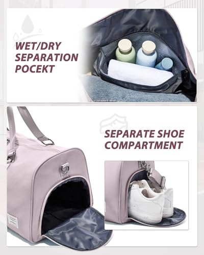 Image of Travel Duffle Bag,Weekender Overnight Bags for Women with Shoes Compartment,Tote Gym Bag Personal Item Carry On Bag for Travel Business Trips Sport Hospital Dance Pink