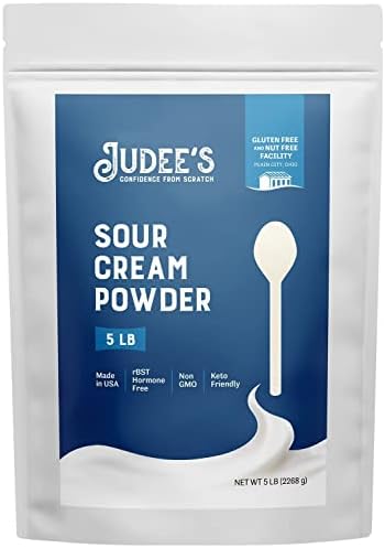 Judee's Gluten Free Sour Cream Powder - Gluten-Free & Keto-Friendly Baking - Enhances Soups & Sauces with Heavy Cream Powder - Versatile Creamer for Toppings & Savory Dips - 5 lb