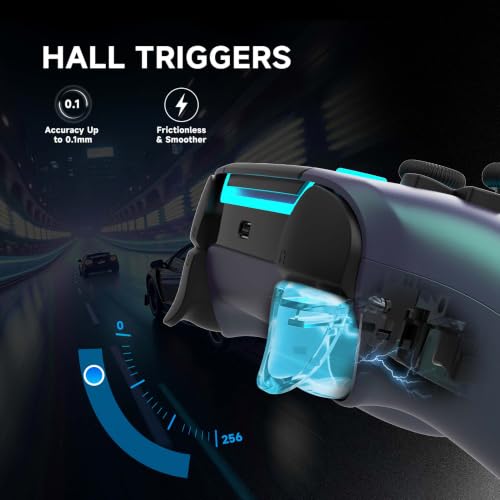 Image of ASRVA Chrome Blue Wireless Pro Controller for PS5,4 Back Buttons,Hall Effect Joystick(No Drift),Micro-Switch,Gyro,Macro,1000mAh,RGB,Compatible with PS5 /Pro /Slim /PC /iOS /Android