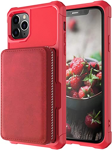 Étui antichoc compatible avec iPhone 12 Pro Max cuir rouge