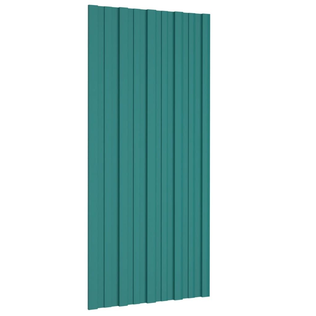 Sprzęt, materiały budowlane, pokrycia dachowe, panele dachowe 36 szt. stal ocynkowana zielona 100 x 45 cm