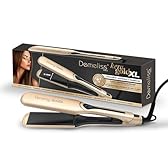 Demeliss Saint Algue Lisseur Kera-GOLD XL - Plaques Larges Kératine - 14 Températures - Écran Digital - Cordon Rotatif 360° - Lissage Professionnel - Adapté à Tous Cheveux - Écran Digital