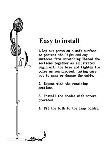 Woxxx Industrial Gold Floor Lamp With 4 Brush Black Finish Leaf Shade, Modern Tree Floor Lamps For Living Room Bedrooms Reading Standing Lamp Living Room Lamps Farmhouse Tall Lamp (4 Bulbs Included) #TOP6