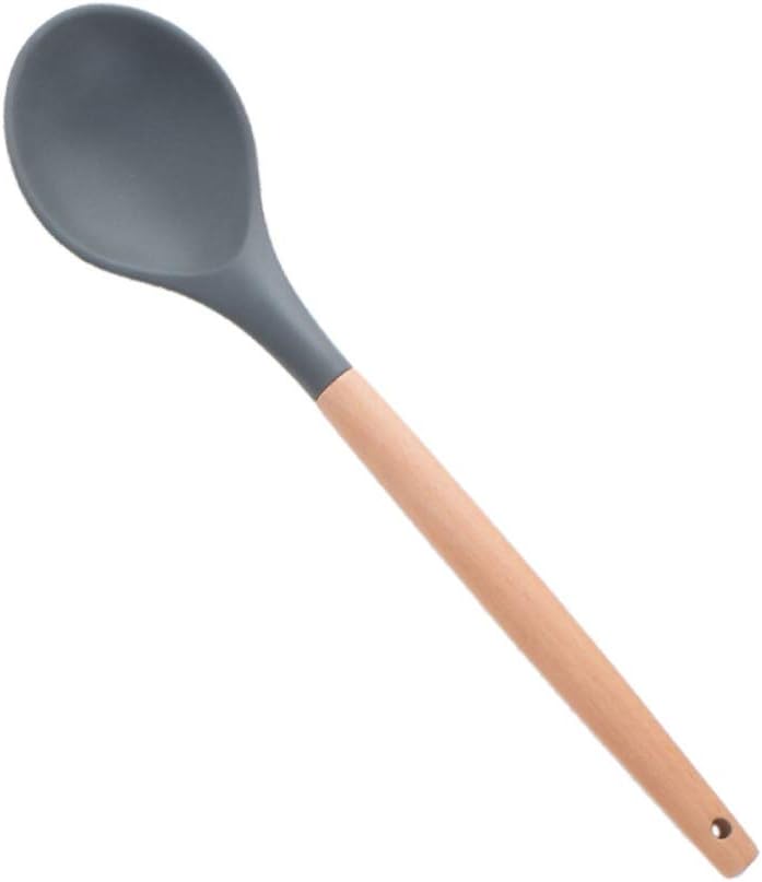 12 PCS Silicone Kitchen Utensil Set Bamboo Wooden Handles Cooking Utensils (Gray)