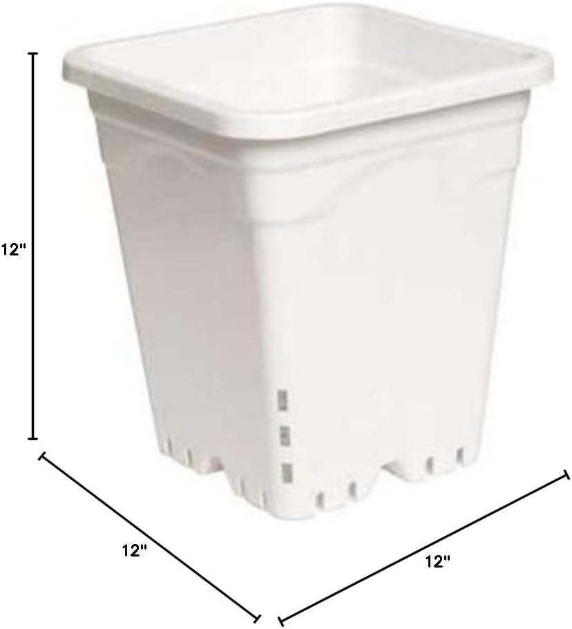 12" x 12" Square White Pot, 12" Tall, (Qty. 8 /6.4 Gallons Each)