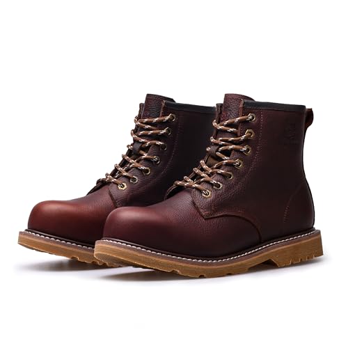 Steel Toe Classic Work Boots For Men,Industrial & Construction Fashion Durable Hiking Safety Shoes 6'' Puncture-proof Footwear Insulated2