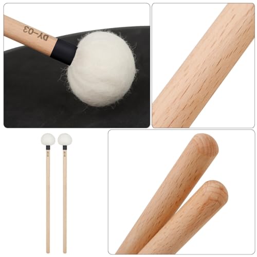 2 piezas baquetas con mango de fieltro para percusión miniatura 3