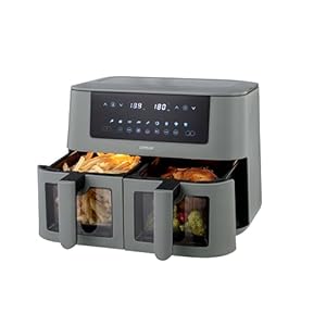 Linsar Dual Zone Heteluchtfriteuse met dubbele kamer, 8 liter, Air Fryer, 2 manden met kijkvenster, touchscreen, 9 voorinstellingen – 3000W