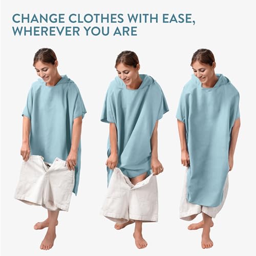 JEMIDI Badeponcho Unisex - Surf Poncho aus Mikrofaser - Tuch für Erwachsene - Bademantel für Damen und Herren - Badetuch mit Kapuze - schnelltrocknend
