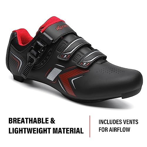 Image of KESCOO Unisex Cycling Shoes Compatible with Peloton Bike & SPD Indoor Outdoor Road Bike Cycling Shoe for Men Women, 1 Hook and Loop Strap, with Delta Cleats