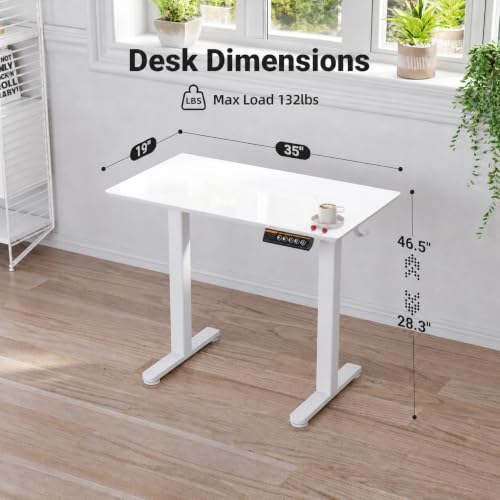 Image of Claiks Glass Standing Desk 35x20 Inch Super White