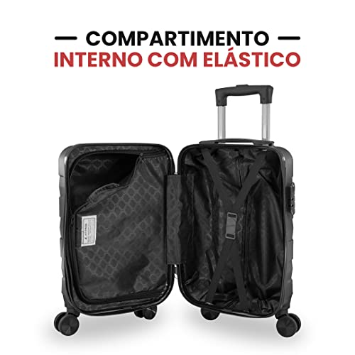 Mala de Bordo Bagagem de Mão Viagem Avião ABS Rígido Rodas 360 Removíveis (Cinza)