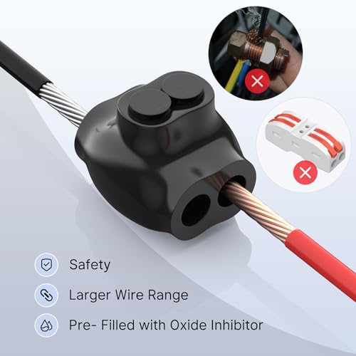 Image of RVBOATPAT 2 Port Insulated Splice Connector 2-14 Gauge Aluminum to Copper Wire Connectors 5 /32 inch Slotted Allen Hex Dual Entry Splice Electrical Connector