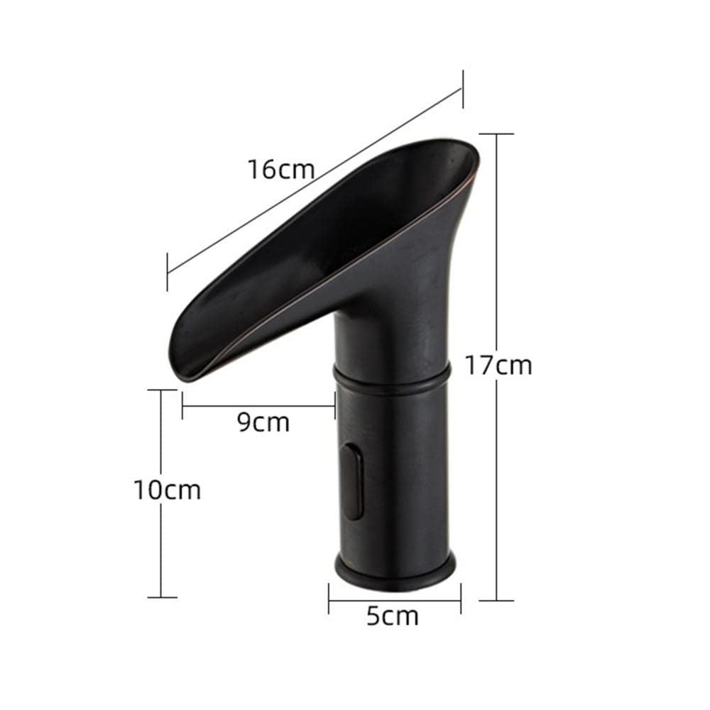 Rétro Mitigeur Lavabo Automatique à Infrarouge Eau Froide et Chaude Robinet Mitigeur Lavabo Cascade Led Changement de Couleur Robinet Automatique avec Capteur Infrarouge-Chrome_Bas