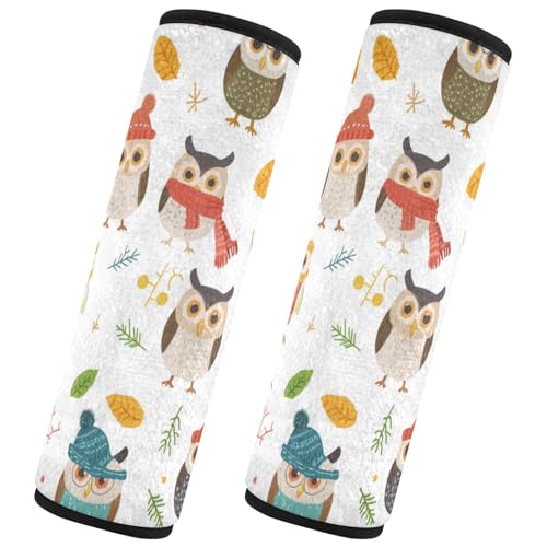 Seat Belt Covers 2 Pack Cute Owls Car Seat Strap Covers Super Soft Car Seat Neck Cover for Boys Girls Adults Babies S