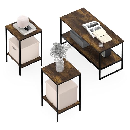 Furinno Simplistic Coffee Table and End Table Set of 3,