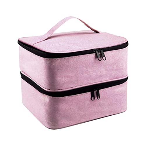 Colcolo Nail Polish Storage Bag, Nylon Organizer for Essential Oil Manicure Sets Pink