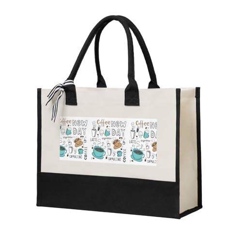 Sac en toile imprimé café élégant au design beige minimaliste