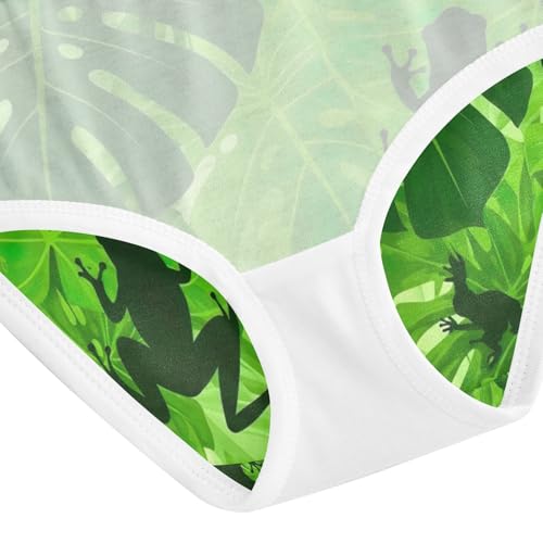 Toddler Briefs, Green Tropical Leaves Frog Cotton Underwear Girls, 2–8 Years4