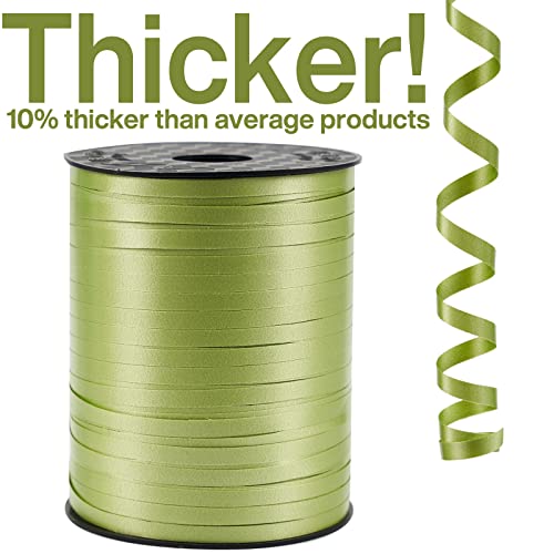 Image of PartyWoo Green Ribbon - 500 Yard Curling Ribbon for Crafts, Balloon String, Gift Wrapping, Florist Flowers (1 Roll)