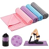 Breling Yoga Towel 4 Pack, Hot Yoga Towel 72" x 24" Non Slip Microfiber Mat with Grip Dots, Ultra Absorbent Sweat-Proof for Bikram, Pilates & Workout(Colorful)