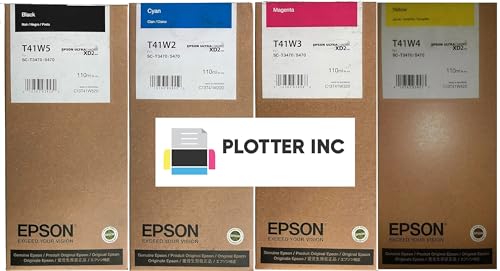 Plotter Inc SureColor T41W Ink Set T41W520 T41W220 T41W320 T41W420 Compatible with Epson T3470 T5470 T3475 T5475 Black, Cyan, Magenta, Yellow, High Capacity