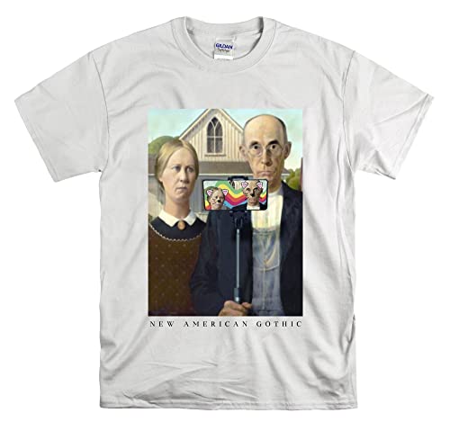 T-shirt American Gothic Selfie blanc unisexe en taille M pour homme et femme