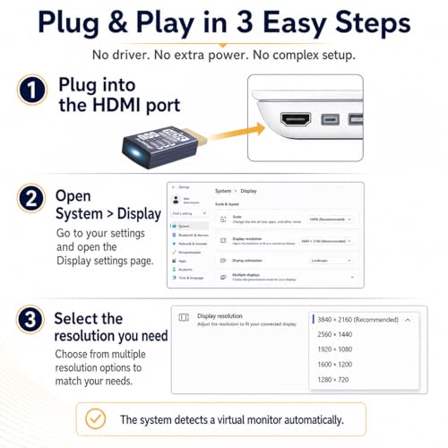 HDMI Dummy Plug Adaptador Virtual 4K 120Hz HDR EDID miniatura 5