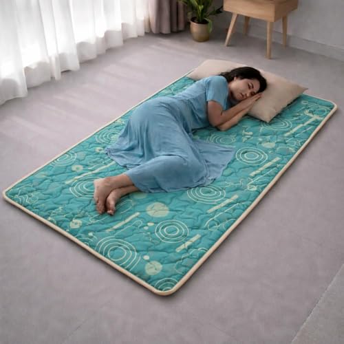 Image of Premium PU Memory Foam Rolling Foldable Mattress for Floor | Folding /Travel /Yoga /Outdoor /Camping /Portable Mat, Single Size Soft Slim Gadda Roll-Up Guest Bed | 1 Inch, Green 72x30 inches