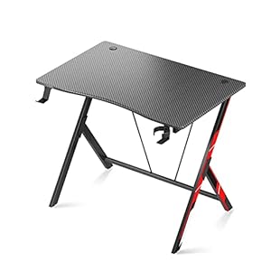 MOTPK Gaming Desk 31 inch, Small Gaming Desk for Kids, Gift Idea, PC Computer Desk, Home Office Desk Workstation with Carbon Fiber Surface, Gaming Table with Headphone Hook and Cup Holder