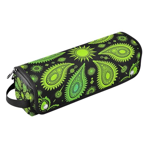 Organizador 2 en 1 para herramientas de cabello con tapete resistente al calor y removible impermeable para planchas y rizadores, negro con paisley verde miniatura 1