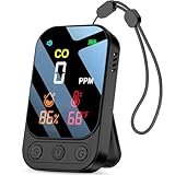YOJOCK Portable 3-in-1 Carbon Monoxide Detector, Rechargeable CO Detector with Temperature & Humidity, 168+ Hours Standby, Loud Audible & Visual Alarm for Home, Travel, RV & Camping (black)