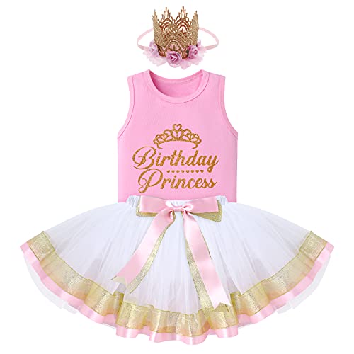 Ensemble vêtements été bébé fille robe princesse tulle rose 3-4 ans
