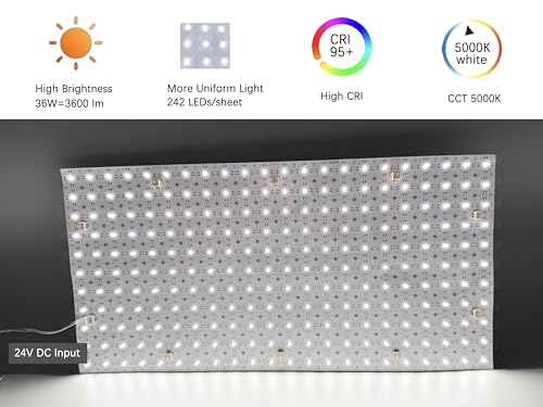 Image of 4-Pack LED Backlight Sheet 24V 36W 5000K White, 19.3X9.6 inches Each Unit, Dimmable Flexible LED Panel Sheet for Backlit Translucent Stone /Marble /Onyx /Quartz Countertops Walls