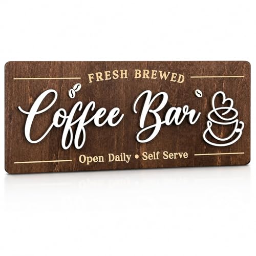 Elegant Natural Coffee Sign Wooden Wall Art for Kitchen, Easy to Install Hanger for Bar and Living Room, Ideal Gift for Coffee Enthusiasts