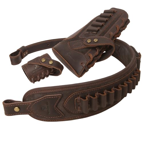 WAYNE'S DOG No Drill Leather Rifle Sling with Gun Buttstock for Lever Action .357 .30-30 .30-06 .44 .45-70MAG, .22LR (Chocolate Suit, .357 .30-30 .38 .223cal)