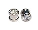 0g Ear Gauges - 1 Pair of 316L Stainless Screw Fit CZ Bling Tunnels Size 0g. CZ Plugs.