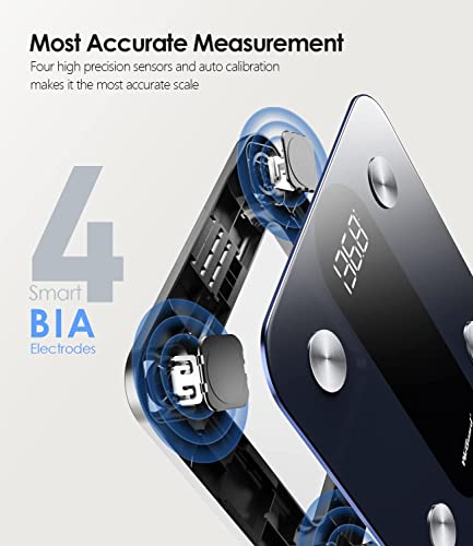 Body Fat Scale, Weguard Bluetooth Digital Bathroom Scale With Heart Rate Tracking High-Precision Bmi Smart Scale, Fitness Body Composition Analyzes With Smartphone App, 15 Measurements, 396Lbs - Black #TOP1