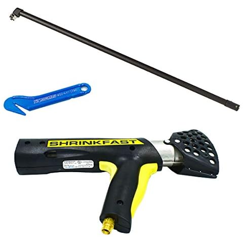 Mr. Shrinkwrap Bundle - Shrinkfast 998 Propane Heat Gun, 200000 BTU, Ready to Use with 25' Hose, Regulator, Wrench, Hard Case, 6' Angled Extension, and Shrink Film Knife Made in the USA Cover