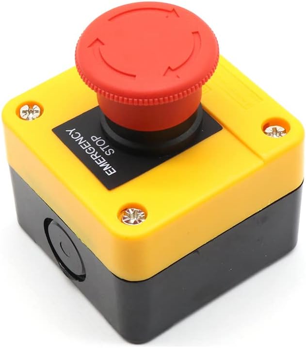 Emergency Stop Switch Box, Red Mushroom Switch Station Box, Emergency Stop Switch Push Button for CNC Machines, Printing Machines, Textile Machines, Distribution Boxes