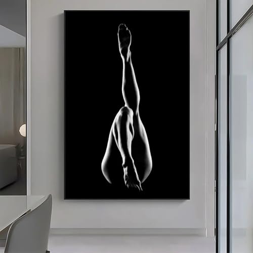 Peinture en noir et blanc toile moderne poster jambes de femmes tableau mural 70x100cm