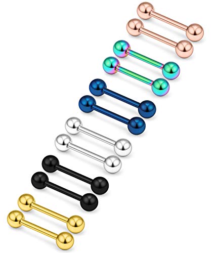 Ftovosyo 12G Stainless Steel Externally Threaded PA Tongue Nipple Shield Barbell Ring Bar Body Piercing Jewelry Retainer 12-16mm3