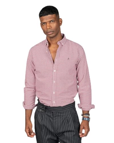 HARPER & NEYER Camisa Vichy de Hombre en Color Burdeos (FR/ES, Letras, S, Regular, Regular, Bordeaux)