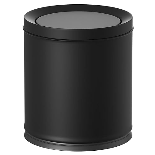 Miniatura 10 de Cubo de basura de metal blanco de 2.4 galones, doble capa con capa interior, pequeño cubo de basura para baño con tapa de relleno para dormitorio