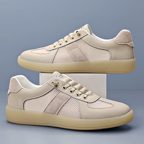 Men's Fashion Hollow Suede Leather Low Top Lace Up Sneakers Casual Non-Slip Round Toe Summer Breathable Tennis Skateboard Walking Driving Daily Shoes3
