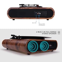 Platine Vinyle, VOKSUN Bluetooth Tourne Disque 33/45/78 LP Lecteur Vinyles à 3 Vitesses avec Haut-Parleurs Stéréo, MP3/FM Radio/Aux-in/RCA, Bois Naturel - Les Beatles, Paul McCartney, John Lennon, RIngo Starr, George Harrison Platine Vinyle, VOKSUN Bluetooth Tourne Disque 33/45/78 LP Lecteur Vinyles à 3 Vitesses avec Haut-Parleurs Stéréo, MP3/FM Radio/Aux-in/RCA, Bois Naturel – Image 3