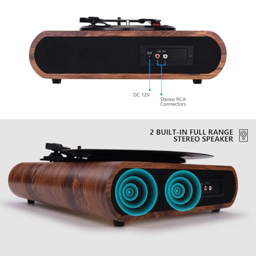 Platine Vinyle, VOKSUN Bluetooth Tourne Disque 33/45/78 LP Lecteur Vinyles à 3 Vitesses avec Haut-Parleurs Stéréo, MP3/FM Radio/Aux-in/RCA, Bois Naturel - Les Beatles, Paul McCartney, John Lennon, RIngo Starr, George Harrison Platine Vinyle, VOKSUN Bluetooth Tourne Disque 33/45/78 LP Lecteur Vinyles à 3 Vitesses avec Haut-Parleurs Stéréo, MP3/FM Radio/Aux-in/RCA, Bois Naturel – Image 4